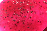Close up of halfed dragon fruit. Macro presentation of drgaon fruit slice. 