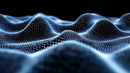 Abstract technological blue wave background made of digital nodes and lines