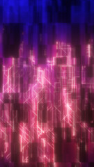 Wall Mural - abstract glowing circuit-like grid in pink and blue hues, resembling digital data flow