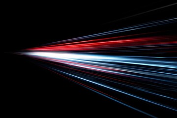 Canvas Print - Futuristic Speed Concept with vibrant red and blue luminous streaks amidst sleek black background.