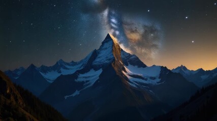 Wall Mural - a picture of a clear night sky with the milky way shining brightly above mountains