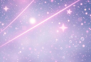 Wall Mural - Pastel shooting stars streak across a dreamy sky filled with glowing, iridescent bubbles, shimmer, glowing