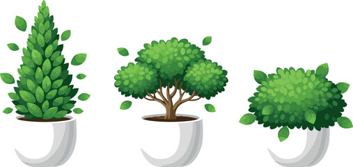 Green Trees in Flat Style Collection. Suitable for infographics, books, banners and other designs