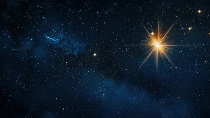Wall Mural - a single bright star is seen shining brightly in the night sky, ideal for use in illustrations or de