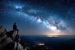 © YouraPechkin - Stargazer enjoying a breathtaking view of the Milky Way over mountain landscape at night