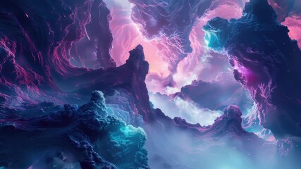Wall Mural - A beautiful evening sky with purple and blue hues, featuring clouds and stars