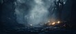 © Heni - a light forest , coming out of the smoke, generative AI