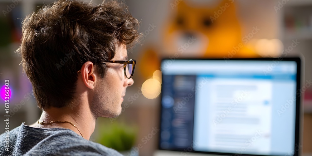 Professional Software Developer Analyzing Code on Dual-Monitor ...