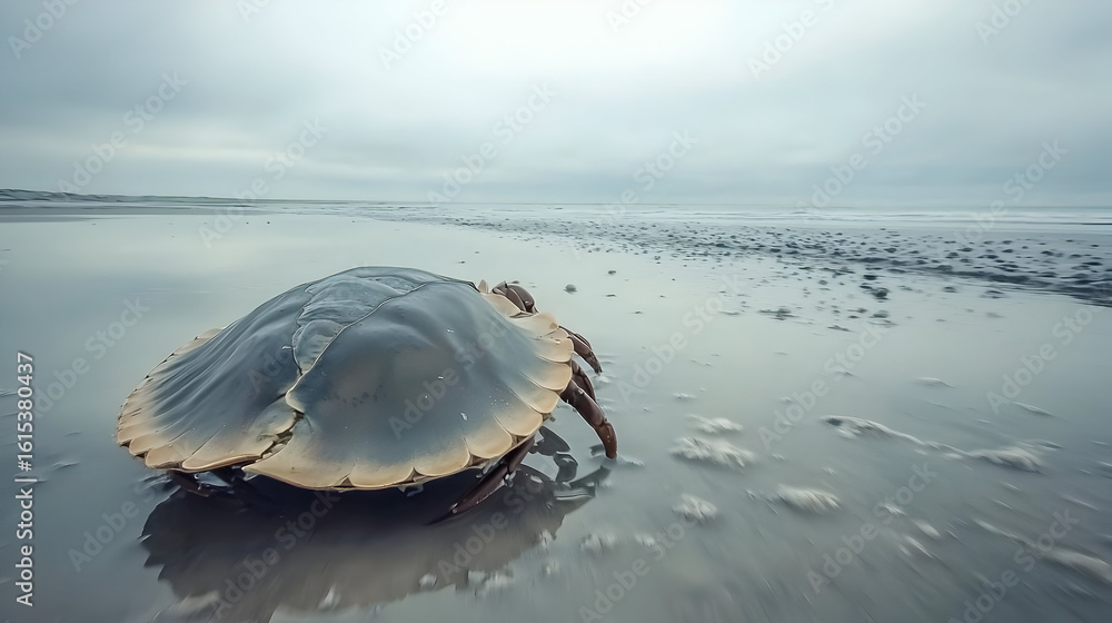 Translucent Crab A large, translucent crab,?with a rounded carapace,?is on a beach.?Soft ...