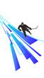 © master1305 - Creative artwork of intense male hockey player skating forward with geometric blue trail behind. Concept of poster design, team motivation, merchandise, winter sports communication.