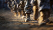 © Kateryna - Troop Marching Practice in Dusty Training Grounds with Motion Blur