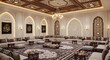 © Webserkers Creative - Elegant Arabic majlis interior with traditional seating, ornate wooden ceiling, and Islamic calligraphy.
