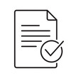 © Vector IMG - Approved document icon with checkmark representing completed task successful validation and confirmed agreement for business process line vector stroke