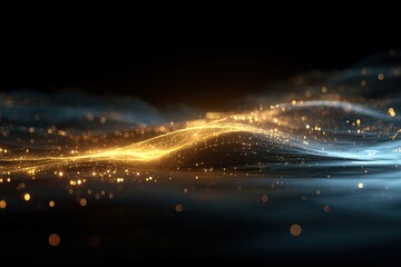 Abstract golden wave pattern against dark background
