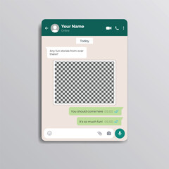 mMobile Chat UI with Image Preview Placeholder and Text Messages – Vector Template of Messaging App Interface for Social Media Communicationessage notification [Converted]
