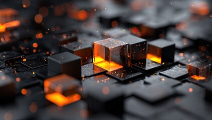 Abstract glowing cubes