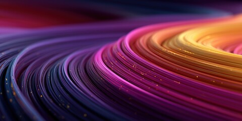 Wall Mural - swirling neon vortex of purple, pink, magenta, and gold curves, motion lines, dark background