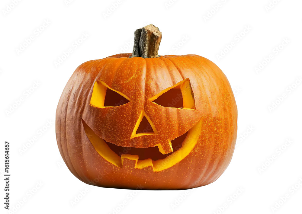 Spooky halloween jack o lantern pumpkin glowing on transparent ...