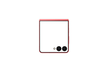 Wall Mural - photo of flip smartphone similar to android device without background. coralred color. template for 