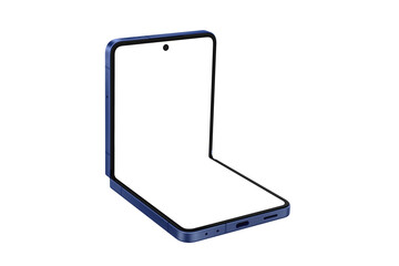 Wall Mural - photo of flip smartphone similar to android device without background. blue shadow color. template f