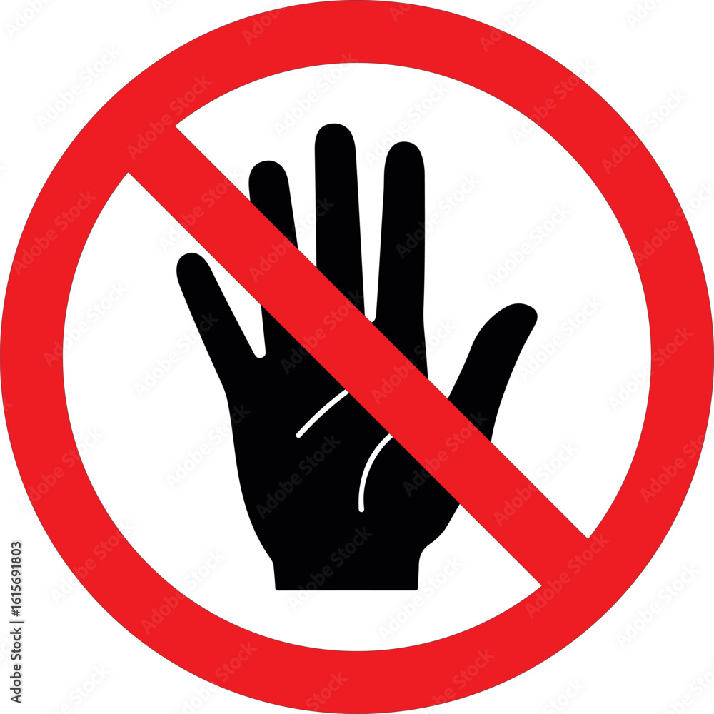 Hand Prohibited no entry hand sign vector stop hand prohibited symbol restricted access ...