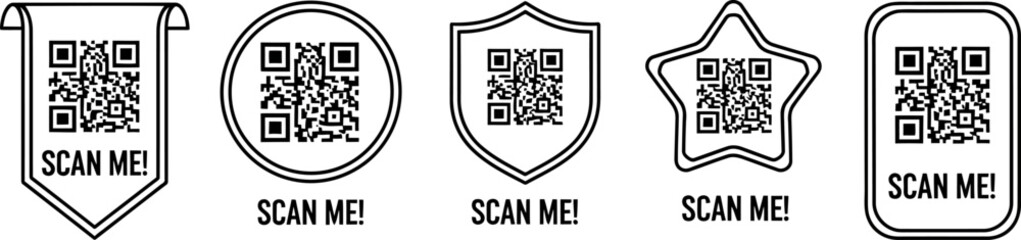 Scan me qr code vector icon set for mobile app design