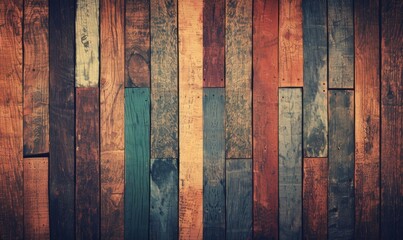 Colorful wood planks wall textured background pattern abstract design