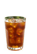© Sky - Refreshing Illustration Of Transparent Iced Drink In Brown Glass On Isolated Background