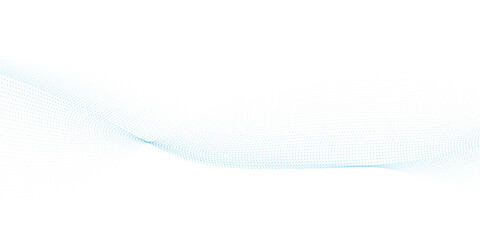 Wall Mural - blue dotted wave line pattern. flowing dot particles wave pattern halftone black gradient smooth cur