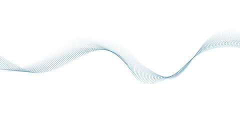 Wall Mural - dynamic particle waves in a blue halftone a flowing dot curve against a white backdrop, embodying te