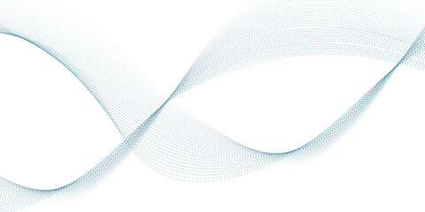 Wall Mural - blue dotted wave line pattern. flowing dot particles wave pattern halftone black gradient smooth cur