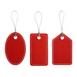 © Png  stock - Three red blank price tags in different shapes hanging on transparent background isolated on transparent background