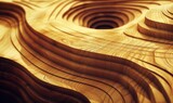 Wooden topographical model displaying contours and intricate layered patterns