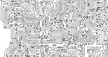 Wall Mural - vector abstract circuit board connecting dots and lines. data visualization technology background is