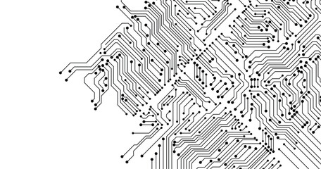 Wall Mural - vector abstract circuit board connecting dots and lines. data visualization technology background is