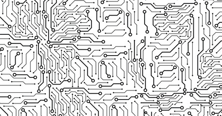 Wall Mural - 3d monochrome illustration, imitation of a printed circuit board on a white background