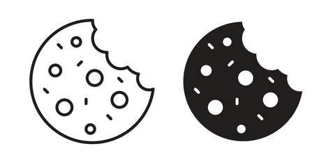 Wall Mural - Cookie icon graphic doodle, sketch, outline drawing Vector illustration