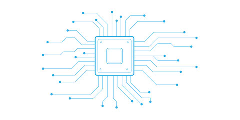 Wall Mural - abstract white blue digital technology futuristic circuit board background design. technology dots l