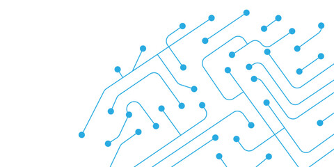 Wall Mural - abstract white blue digital technology futuristic circuit board background design. technology dots l