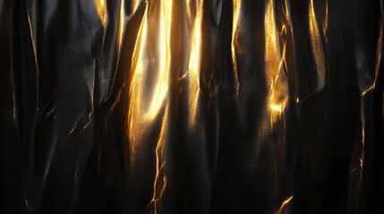 Wall Mural - dark fabric with golden light streaks, textured background.