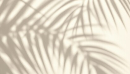 Wall Mural - abstract beige palm leaf shadows overlay tropical summer background texture
