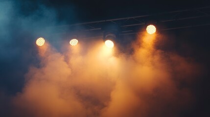 Wall Mural - stage lights illuminating smoky atmosphere.