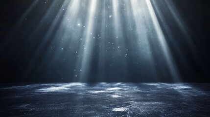 Wall Mural - dramatic spotlight illuminating dark textured floor with glittering particles.