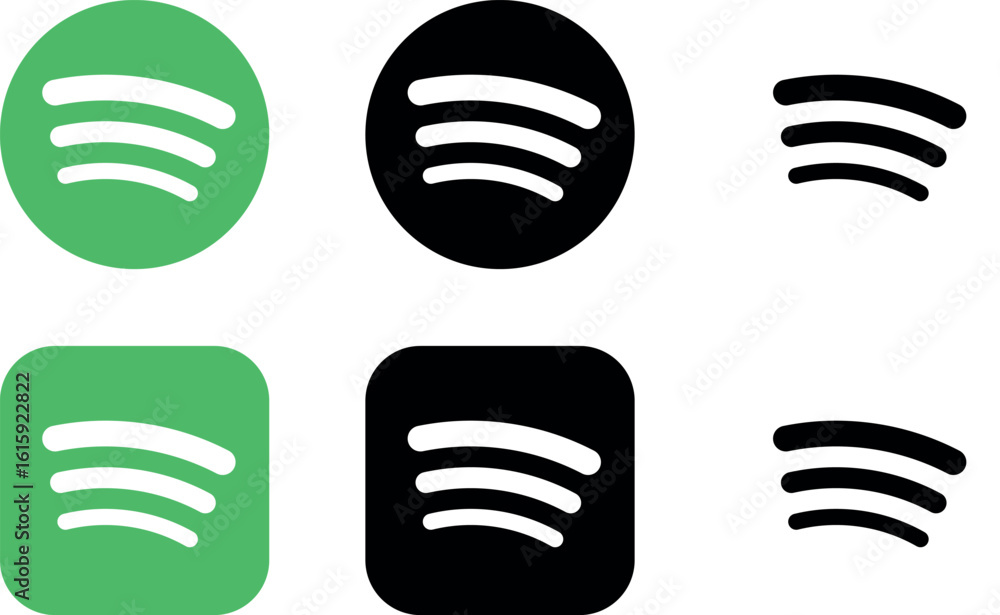 Spotify Signifiers Spotify application logos. Set of five spotify icons in different ...