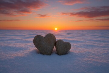Wall Mural - a sunset love story on icy waves