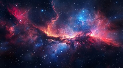 Wall Mural - a vibrant red and blue nebula with swirling cosmic dust