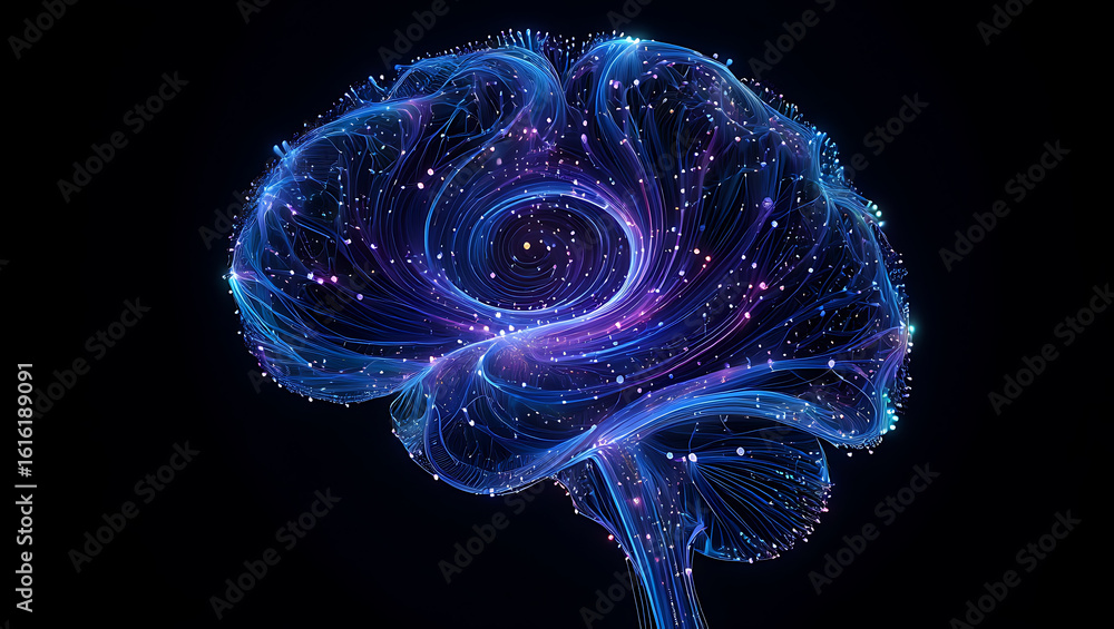 Photo of an abstract digital brain with neural network for artificial ...