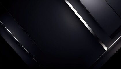 Wall Mural - sleek black geometric background with glossy diagonal metallic stripes for luxury branding or tech w