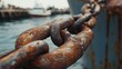 © Bashir - Rusted anchor chain loop with metal corrosion dock setting and nautical depth perfect for maritime or strength visuals