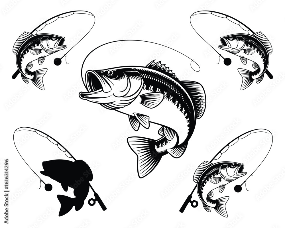 largemouth bass line art